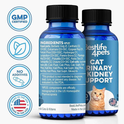 Cat UTI Remedy & Kidney Support for Cats, Natural Urinary Tract Infection and Cat Bladder Crystals Treatment Helps Flush Out Kidney Stones, Clears Infection, & Improves Kidneys Health, 400 Tiny Pills