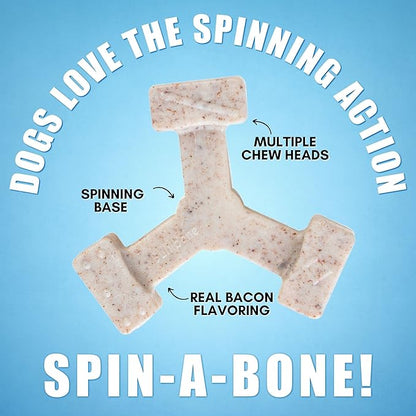 Bullibone Nylon Dog Chew Toy Spin-a-Bone - Interactive Dog Toy, Triggers Natural Instincts, and Improves Oral Health