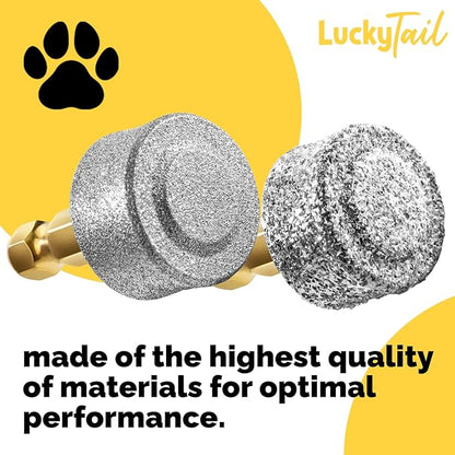 LUCKY TAIL - Dog Nail Grinder - Hard & Soft Replacement Heads - Small & Large Dogs - Premium Quality - Diamond Tip Drill Bit - Professional Dog Nail Trimmers - Grooming Tool kit - 2 Pack