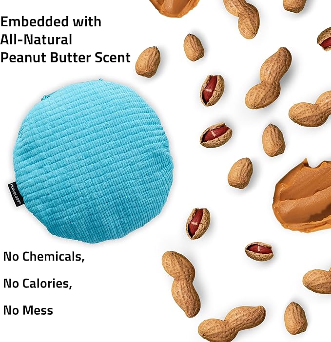 Playology Dog Toys | Plush Toy Crinkle Disc for Dogs | Jumbo Peanut Butter Scented Toy - Easy to Clean and Made from Non Toxic Materials