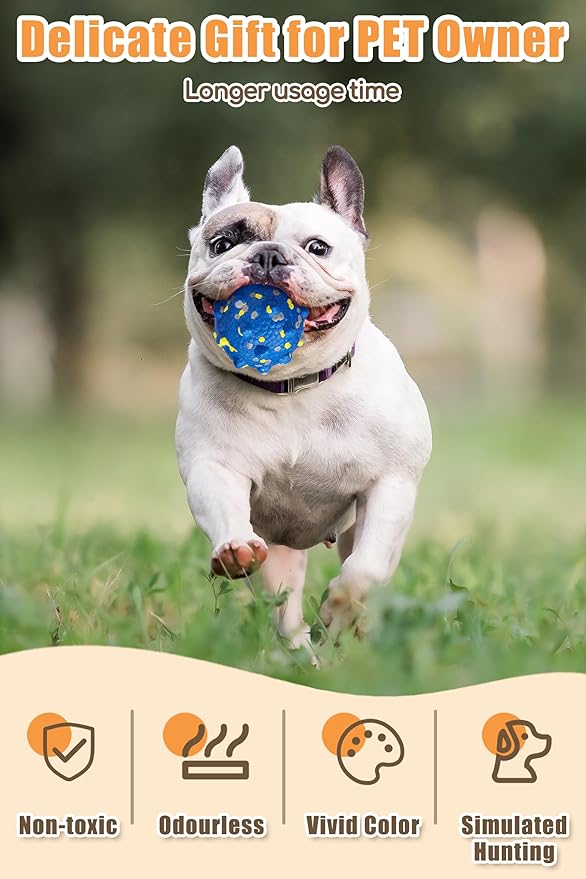 Moonorange 3.7'' Dog Balls for Dogs Aggressive Chewers Indestructible Tennis Durable Bouncy Interactive Dog Toy for Fetch Game Floating Balls (Blue Large)