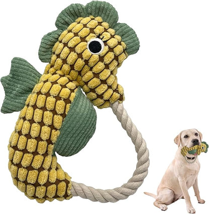 Plush Wrinkled Squeaky Dog Toy,2-Pack The Best Durable Teething Puppy Rope Chew Toy Keeps Them Busy Playing Hide-and-Seek Suitable for Puppy, Medium Dogs and Large Dogs (Green)