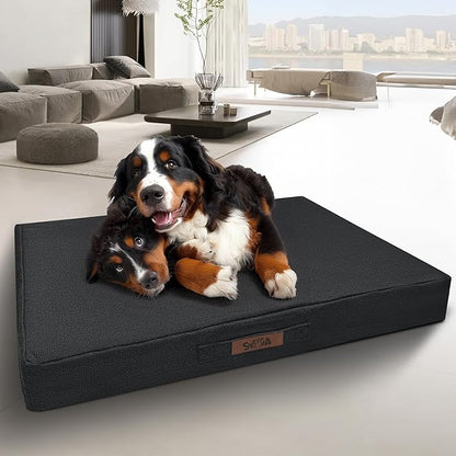 Sytopia 50 Inch Orthopedic Waterproof Dog Crate Bed for Extra Large Dogs, Removable Washable Cover, Egg Crate Foam Mat, Suitable for Dogs Up to 130 lbs, Dark Grey