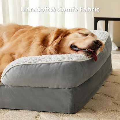 Orthopedic Dog Bed for Extra Large Dogs, Egg Crate Foam Bed for Extra Large Dogs, Equipped with Removable Waterproof Pillow Cover and Anti-Slip Bottom, Pet Bed