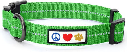 Pawtitas Recycled Dog Collar with Reflective Stitched Puppy Collar Made from Plastic Bottles Collected from Oceans Small Earth Green