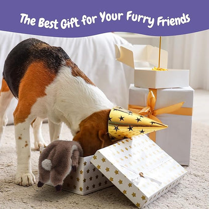 Fuzzwoof No-Stuffing Bunny Squeaky Dog Toy, Cute Plush Puppy Teething Toy to Keep Them Busy, Rabbit Interactive Tug of War & Dental Chew for Small Medium Large Dogs