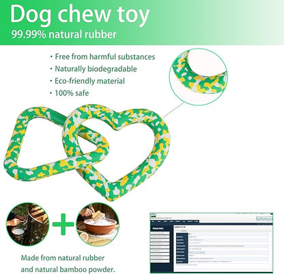 Triangle & Heart Dog Chew Toy | 99.99% Natural Rubber | Eco-Friendly Biodegradable | Gentle Gum Care | Puppy Teething Pacifiers | Indestructible Non-Squeak Toys for Large Aggressive Chewers