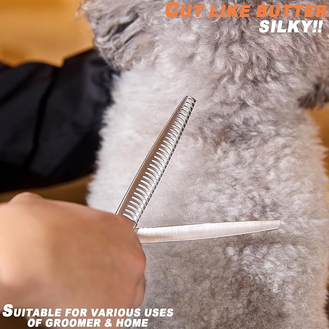 High-end Professional Dog Grooming Thinning Scissors Teeth Cutting Blending Shears Pet Texturizing Shears 7.5 Inch Extremely Very Sharp Stainless Steel Alloy For Cat Other Animals Groomer