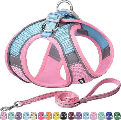 AIITLE Dog Harness, No-Pull Cat Harness with a Leash, Adjustable Reflective Dog Vest, Cat Harness Escape Proof, Outdoor Walking, Running,Training for Extra Small Dogs and House Cats Pink XXXS