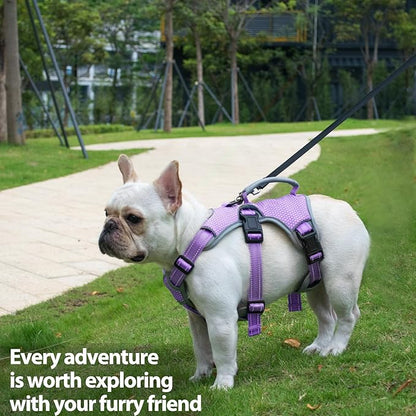 Huntboo Escape Proof Dog Harness, Escape Artist Harness, Reflective Dog Harness with Handle, Durable,Adjustable Vest for Small Medium Large Dogs Walking, Training,and Running Gear(Lavender Purple,XL)