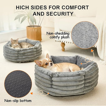 Kimpets Small Dog Bed for Small Dogs, Cat Beds for Indoor Cats, Pet Bed for Puppy and Kitty, Extra Soft & Machine Washable with Anti-Slip & Water-Resistant Oxford Bottom, Grey, 24 inches