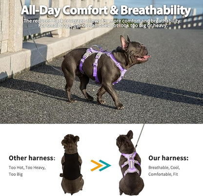 Huntboo Escape Proof Dog Harness,No Pull Reflective Harness with Lift Handle,Adjustable Pet Vest with Front and Back Leash Clips for Small Medium Large Dogs Walking Hiking Training(Lavender Purple,XL)