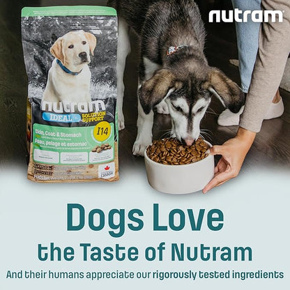 Nutram I14 Puppy Dog Food with Lamb & Brown Rice - Skin, Coat & Sensitive Stomach Dog Food with Pumpkin, Omega-3 Rich Salmon Oil & Flaxseed for Shiny Coat & Immunity - Chicken Free Puppy Food (4.4 lb)
