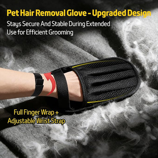 Petty Perry Pet Hair Removal Glove for Dogs & Cats, Upgraded Electrostatic Anti-Slip Pet Hair Removal Tool with 5-Finger Design, Thickened Magic Brush Pet Hair Remover for Couch Carpet Clothes, 1 PCS