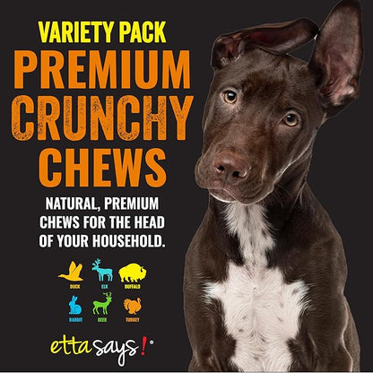 etta says! Premium Crunchy Dog Chews 7” Variety Pack - Grain-Free Dog Treats, Good for Teeth, Easy to Digest - Made in The USA (12 Count Pack of 1)