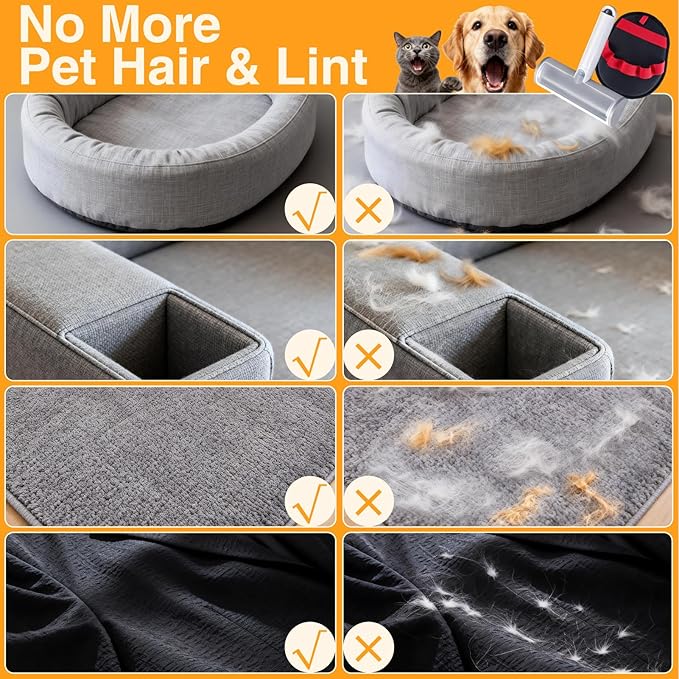 Pet Hair Removal Set, Pet Hair Removal Glove for Dogs & Cats, Roller Pet Hair Remover, 2 in 1 Pet Hair Removal Tool for Clothing, Couch, Furniture&Laundry, Pet Fur Remover
