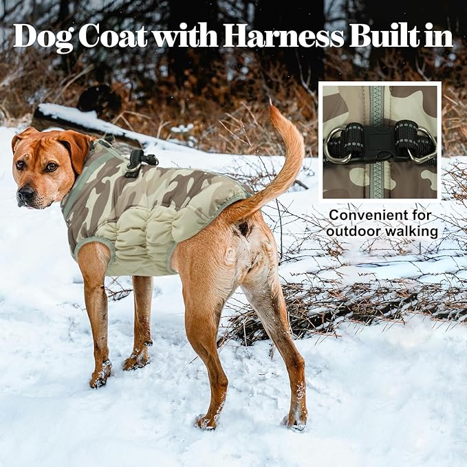 Lelepet Warm Dog Winter Coat Dog Coats for Extra Large Dogs Waterproof Dogs Jacket with Harness Built in Reflective Cold Weather Coats Windproof Zip-Up Winter Fleece Vest Snowsuit Great Dane 3XL