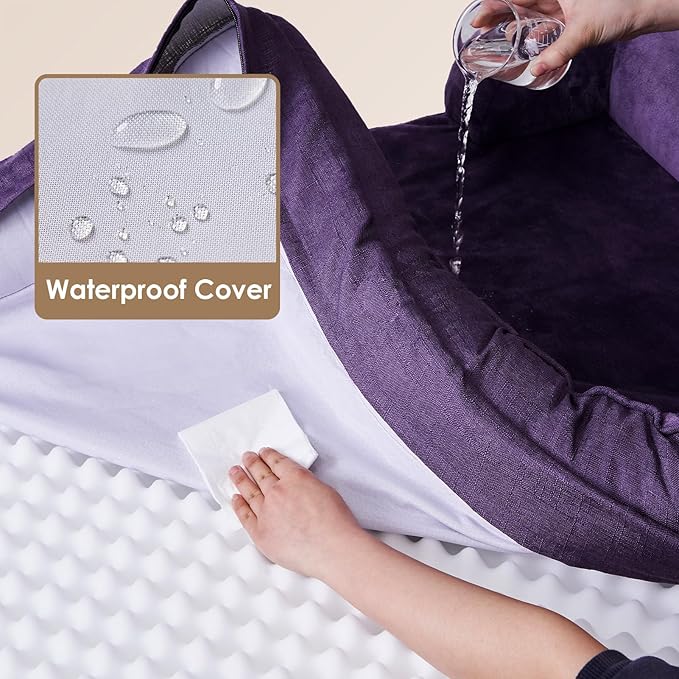 EHEYCIGA Orthopedic Dog Bed for Medium Dogs, Waterproof Memory Foam Medium Dog Beds with Sides, Non-Slip Bottom and Egg-Crate Foam Pet Couch Bed with Washable Removable Cover, Purple