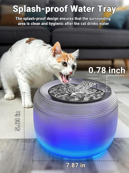 Kastty 3.5L Quiet Cat Water Fountain,118oz Large Capacity Pet Water Fountain for Cats Indoor with Water Level LED Light, Easy Cleaning Cat Fountains for Drinking Automatic Dog Water Fountain FS75