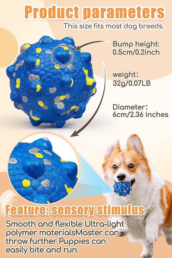 Moonorange 2.36'' Dog Balls for Dogs Aggressive Chewers Indestructible Tennis Durable Bouncy Interactive Dog Toy Balls for Fetch Game Floating Training(Blue Medium)