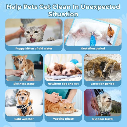 Vannon Extra Thick Pet Bathing Wipes for Dogs & Cats, Cleaning & Odor-Controlling Grooming Gloves, Nourish Fur Glove Wipes for Daily Care and Traveling, Rinse Free, Unscented, 3 Pack, 18 PCS