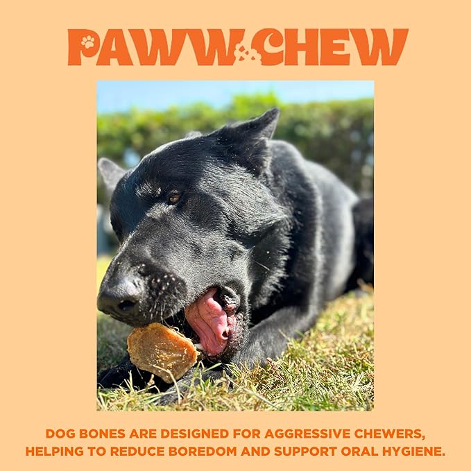 PAWW CHEW 100% Natural Dog Bones, Single Ingredient 7-8 inc (3 Pack) Made in USA, Extra Large, Grass-Fed Beef Marrow Filled Dog Bones for Aggressive Chewers, Real Meaty Marrow Bone for Large Dogs