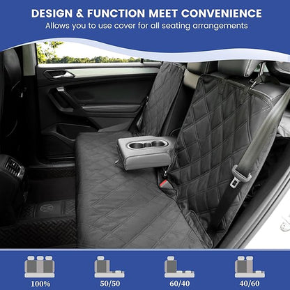 ALLANSING XL Back Seat Cover for Full-Size Trucks/SUVs Rear Split Bench, Heavy Duty 900D Waterproof Non-Slip Car Seat Protector for Messy Pet Dogs & Kids, Easy Clean (Black)