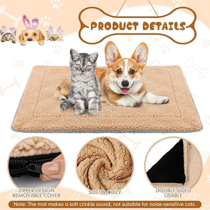 Novabright 3 Pack Self Warming Cat Bed 17x22 Inch Self Heating Dog Mat Reflects Body Heat Extra Warm Thermal Pet Pad Washable Cat Dog Bed for Outdoor Indoor Large Kittens Puppy(Black/Gray/Khaki)