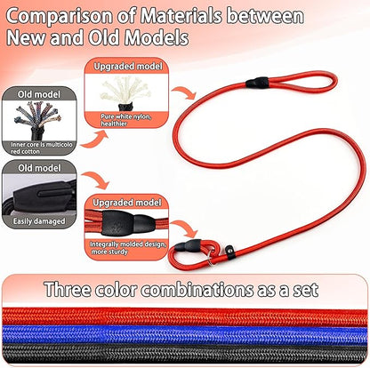 FOVRLZSE Upgraded Dog Slip Lead (3-Pack) – Adjustable Nylon Lead (Red/Black/Blue) for Training Aid, Eco-Friendly Cotton Lining, Integrated Plastic Buckle