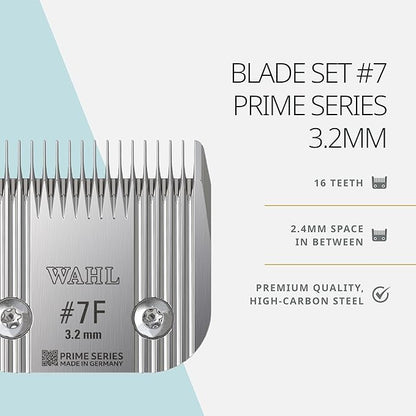 Wahl Pro Animal Prime Series Blades - Professional Fine Tooth Pet Clipper for Horse, Cat & Dog Grooming - Made from High-Carbon Steel - #7, 3.2mm