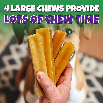 Healthy Yak Cheese Himalayan Chew, All-Natural & High in Protein, Odorless & Long Lasting Yak Chews for Large Dogs & Medium Dogs, Dog Chews for Aggressive Chewers (Large, 4-Pack)