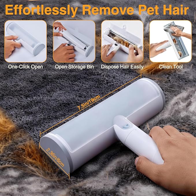 Pet Hair Removal Set, Pet Hair Removal Glove for Dogs & Cats, Roller Pet Hair Remover, 2 in 1 Pet Hair Removal Tool for Clothing, Couch, Furniture&Laundry, Pet Fur Remover