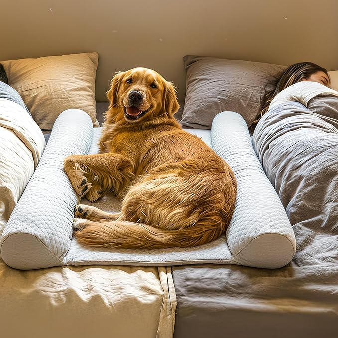 Does Your Dog Love You a Little Too Much at Night? Try Denmate:The First On-Bed Dog-Bed Designed to stabilize Nighttime Movement & Improve Dog & Owners Sleep. Machine Washable. Sleep Better Together