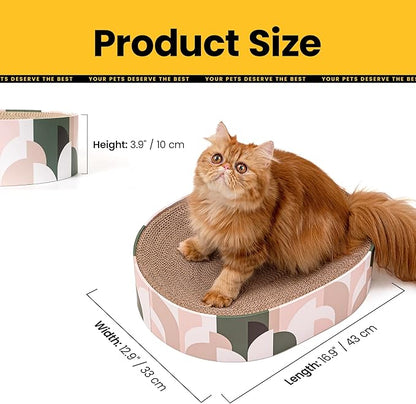 Conlun Cat Scratcher Cardboard,2 in 1 Oval Cat Scratch Pad Bowl for Indoor Kitty Grinding Claw,Round Kittens Scratching Board Corrugated Lounge Pet Beds&Furniture Protector for Couch&Carpets&Sofas