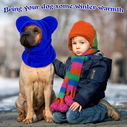 Clysee Winter Dog Hats Quiet Ears for Dogs Ear Muffs Pet Neck Warmer Scarf Hoodie Noise Protection Cover Beanie Head Wrap Costume for Pet Dog Cats(Blue,M)