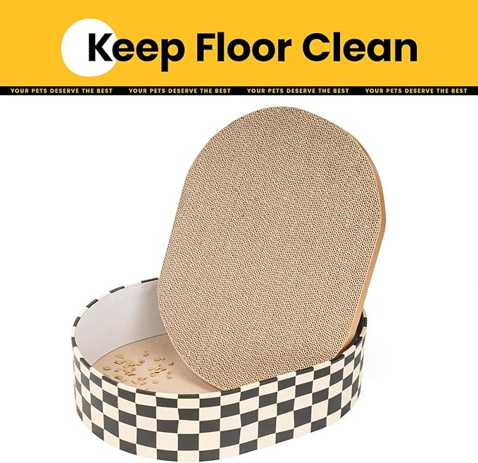 Conlun Cat Scratcher Box with 4 Cat Scratching Board Reversible Scratch Pad, Heavy Duty Corrugated Cardboard Pet Bed Lounger Kitty Scratchers for Indoor, Protects Furniture,Kittens Gifts-Large