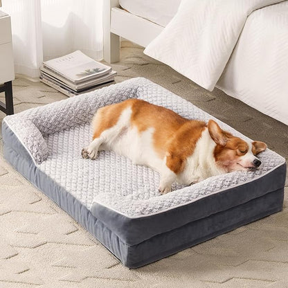 LEXTRO Orthopedic Dog Bed for Medium Dogs, Egg Crate Foam Bed for Medium Dogs, Equipped with Removable Waterproof Pillow Cover and Anti-Slip Bottom, Pet Bed