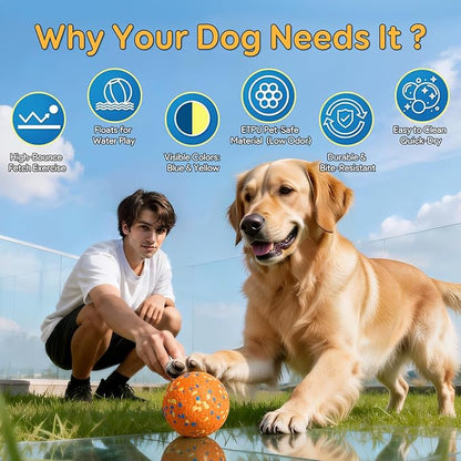 Kimee Dog Balls Tennis Ball for Aggressive Chewers, Dog Bouncy Balls Chew Toys Water Toy Fetch Ball for Large Medium Small Puppies, 3 Pack 3.15''