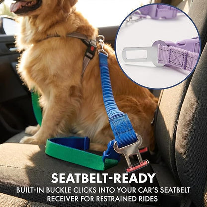 Spark Paws Handsfree Dog Leash – Shock Absorbing Waist Bungee Lead for Running, Car Seatbelt Clip & Poop Bag Set, Heavy Duty Tactical Lead for Medium, Large & X-Large Breeds - Lilac