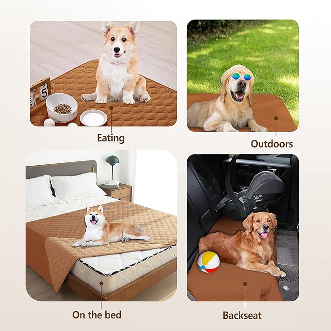 gogobunny 100% Double-Sided Waterproof Dog Bed Cover Pet Blanket Sofa Couch Furniture Protector for Puppy Large Dog Cat, Reversible (82x102 Inch (Pack of 1), Dark Pumpkin/Light Pumpkin)