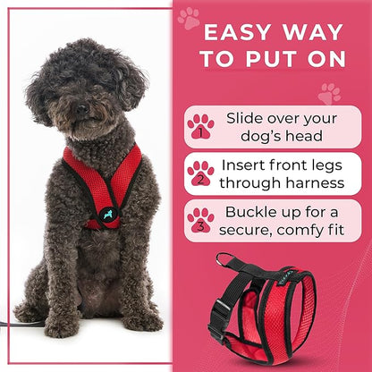 Gooby Comfort X Head in Harness - Red, Medium - No Pull Small Dog Harness, Patented Choke-Free X Frame - Perfect on The Go Dog Harness for Medium Dogs No Pull or Small Dogs for Indoor and Outdoor Use