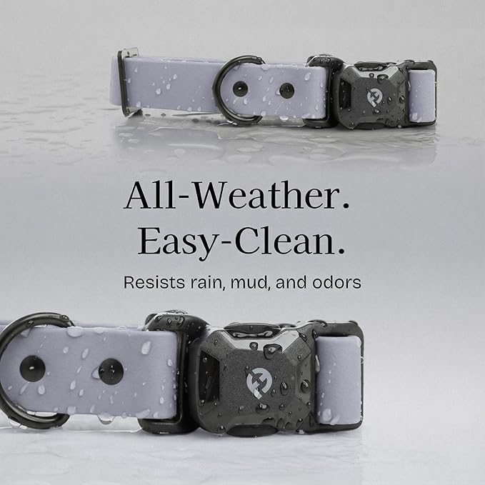 2026 New Edition, Fei & Eve PVC MagEase Dog Collar - Patented Magnetic Buckles | Fur-Safe | 450LB Escape-Proof | Adjustable Fit | Small (Twilight Gray)