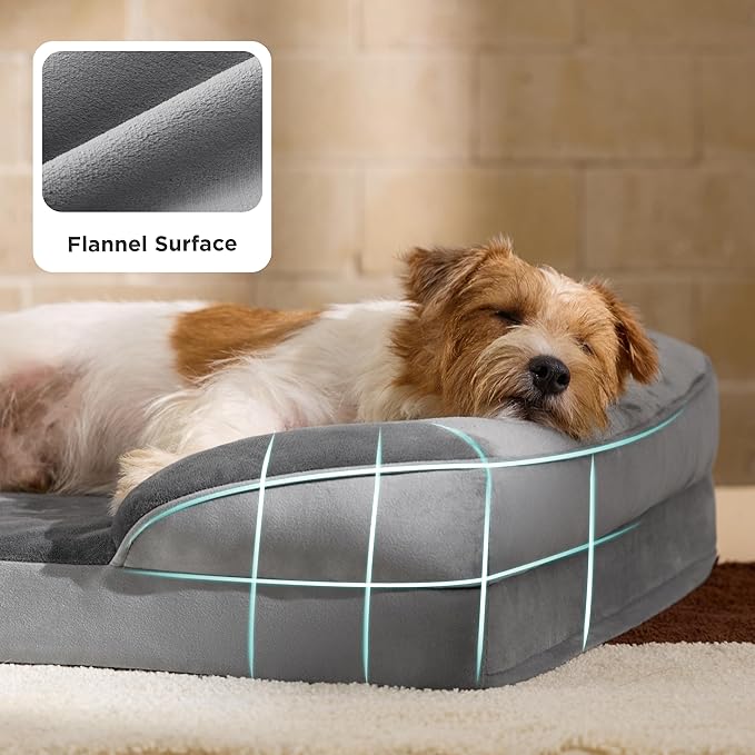 Bedsure Orthopedic Dog Beds Large Sized Dog - Washable Large Dog Cat Bed Waterproof, Comfort Dogs Couch Sofa with Washable Removable Cover, Pet Bed with Nonskid Bottom, Grey, 35"
