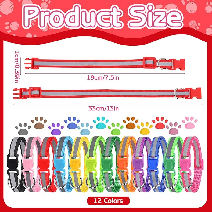 GGSTDDUP 36 Pcs Reflective Puppy Collar and Leash Set, Dog Collar and Leash Adjustable Quick Release Buckle Puppy Collars for Small Medium Dogs Walking Training