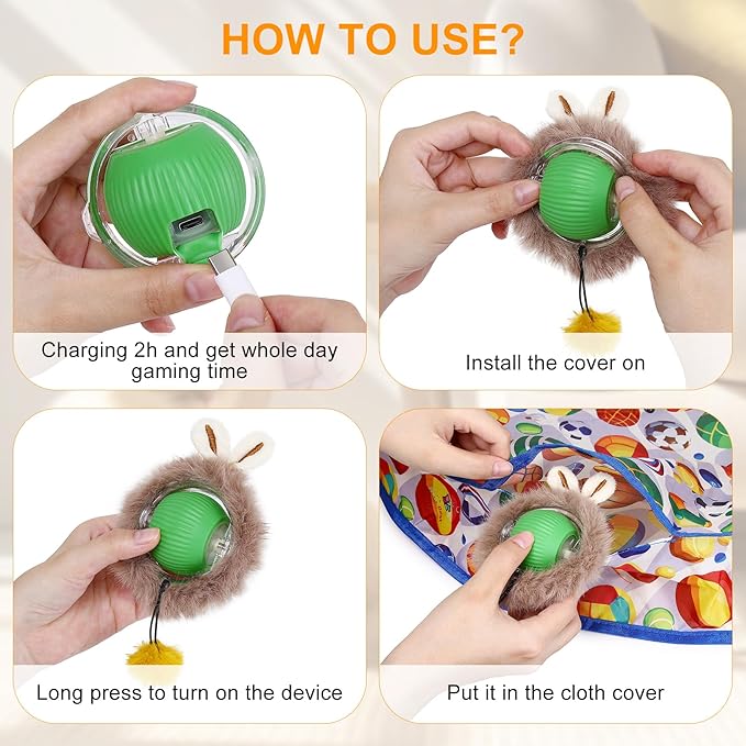 Hoobest Ball Frenzy Cat Mat Interactive with Motion Sensor | Rechargeable Ball with Beep & LED Lights | Engaging Game for Indoor Cats, Reduces Boredom & Encourages Play (Double Layer) (Sport Balls)