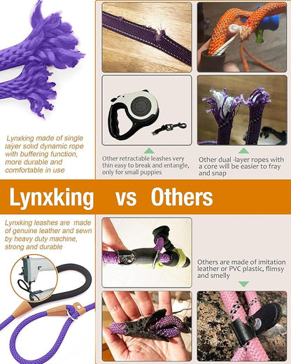 lynxking 5 FT Dog Leash Slip Lead 2 Pack Strong Heavy Duty Braided Dog Training Leash No Pull Training Lead Leashes for Medium Large and Small Dogs