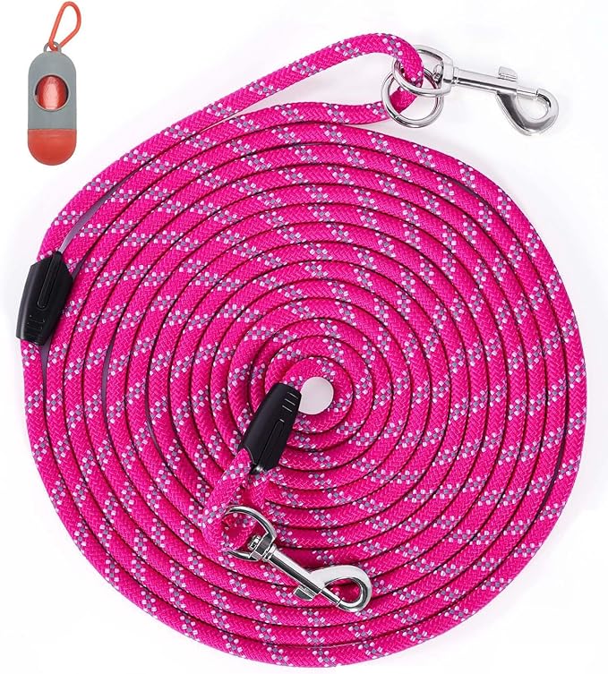 Long Dog Leash for Dog Training 100FT, Heavy Duty Dog Lead for Large Medium Small Dogs Outside Walking, Playing, Camping, or Yard,Hot Pink