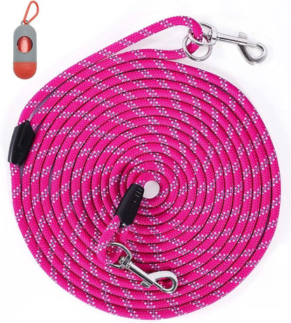 Long Dog Leash for Dog Training 100FT, Heavy Duty Dog Lead for Large Medium Small Dogs Outside Walking, Playing, Camping, or Yard,Hot Pink