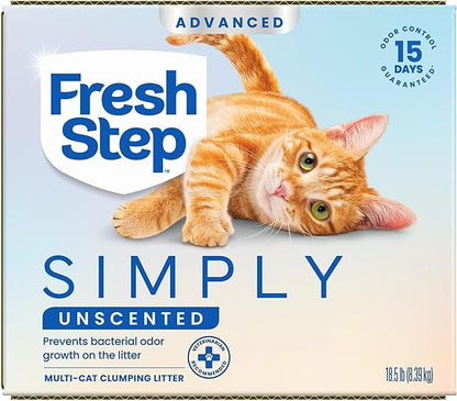 Fresh Step Advanced Simply Unscented Clumping Litter, Fresh Step Unscented Cat Litter Fights Odor on Contact, 18.5 lb. Box