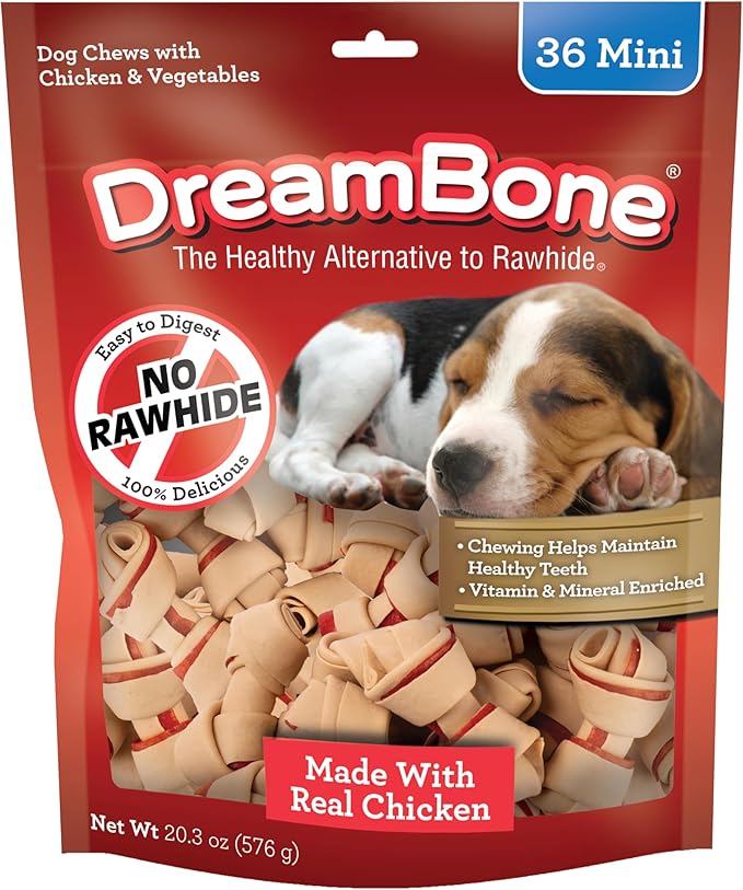 DreamBone Mini Chews, 36 Count, Treat Your Dog to a Rawhide-Free Chew Made with Real Chicken